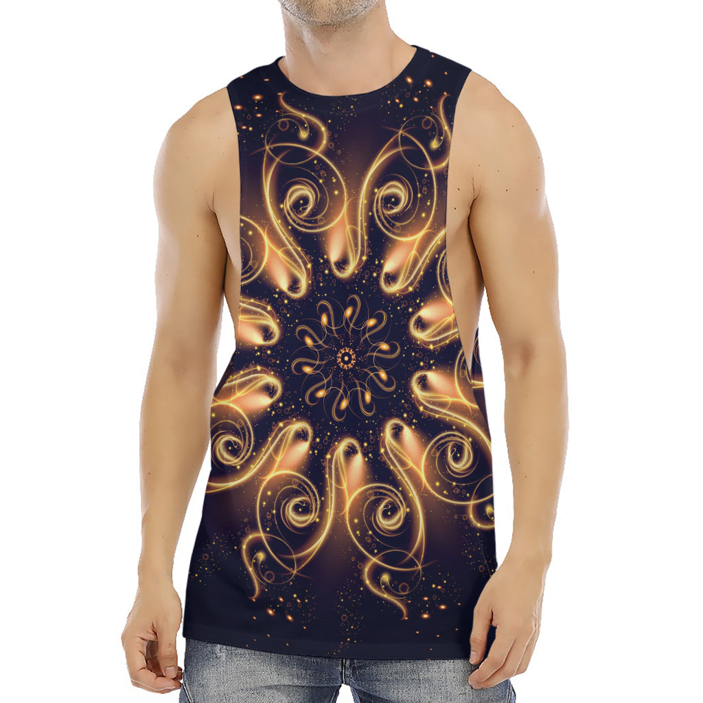 Light Fractal Print Men's Muscle Tank Top