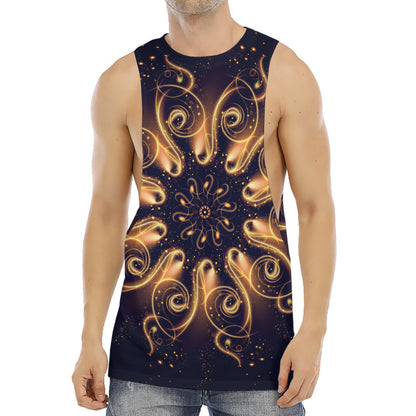 Light Fractal Print Men's Muscle Tank Top