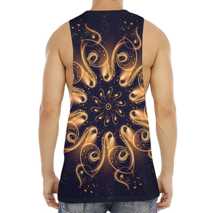 Light Fractal Print Men's Muscle Tank Top