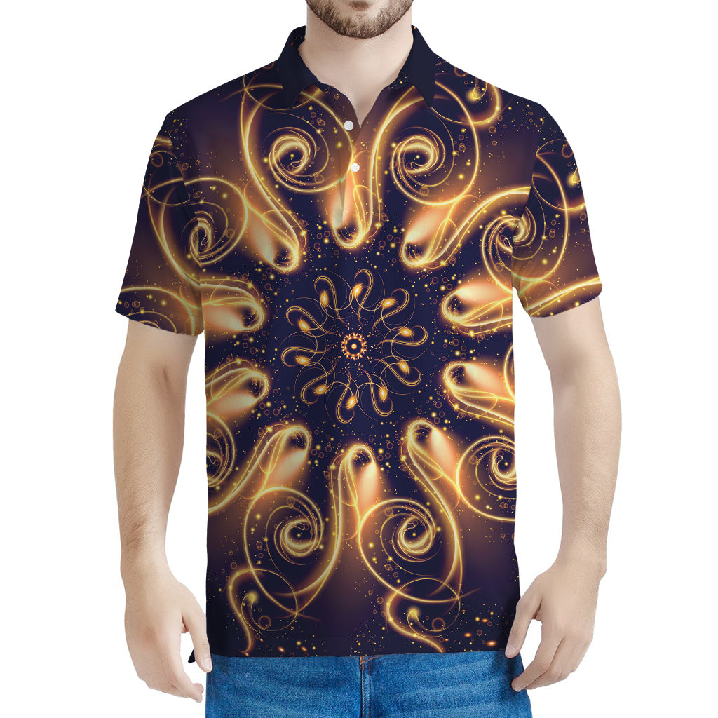 Light Fractal Print Men's Polo Shirt