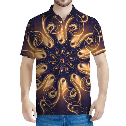 Light Fractal Print Men's Polo Shirt