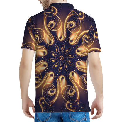 Light Fractal Print Men's Polo Shirt