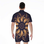 Light Fractal Print Men's Rompers