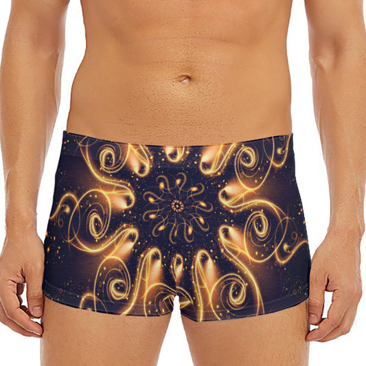 Light Fractal Print Men's Short Boxer Briefs