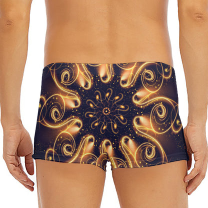 Light Fractal Print Men's Short Boxer Briefs