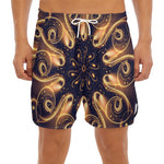 Light Fractal Print Men's Split Running Shorts