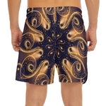 Light Fractal Print Men's Split Running Shorts