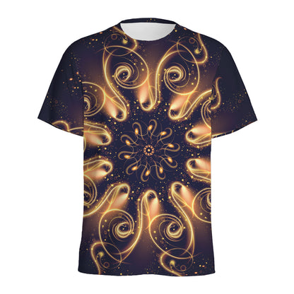 Light Fractal Print Men's Sports T-Shirt