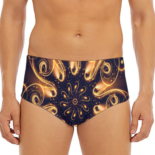 Light Fractal Print Men's Triangle Swim Briefs