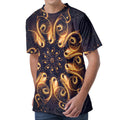 Light Fractal Print Men's Velvet T-Shirt