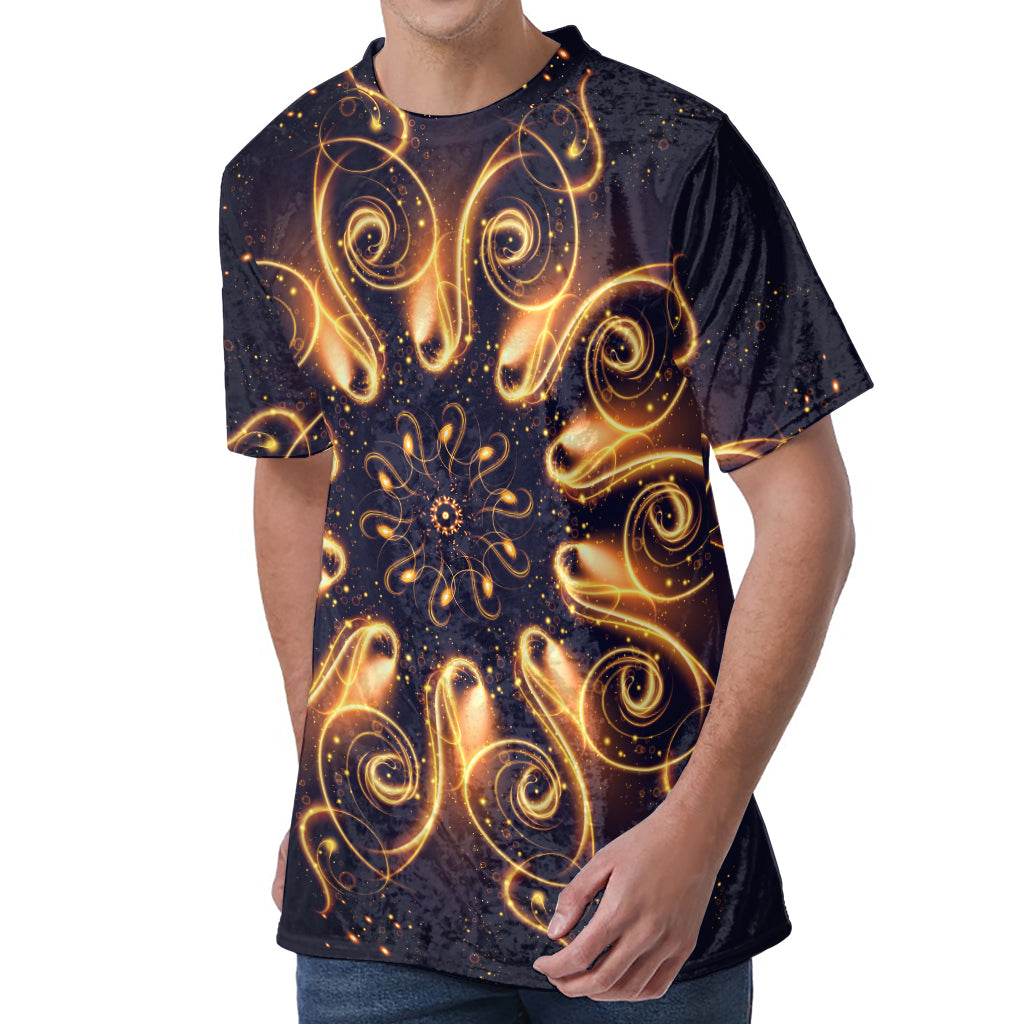 Light Fractal Print Men's Velvet T-Shirt