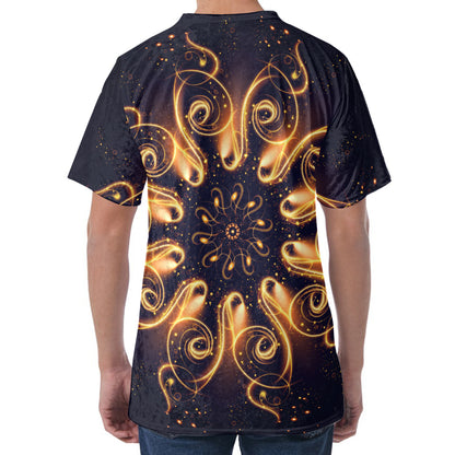 Light Fractal Print Men's Velvet T-Shirt