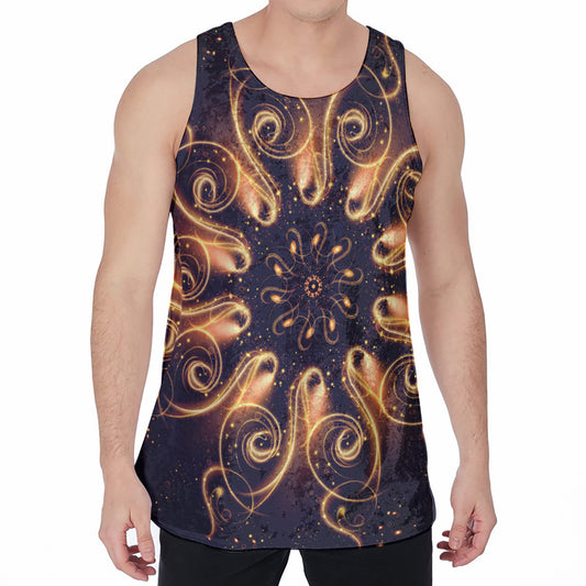 Light Fractal Print Men's Velvet Tank Top