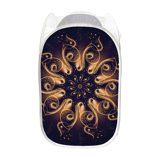 Light Fractal Print Mesh Laundry Hamper
