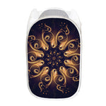 Light Fractal Print Mesh Laundry Hamper