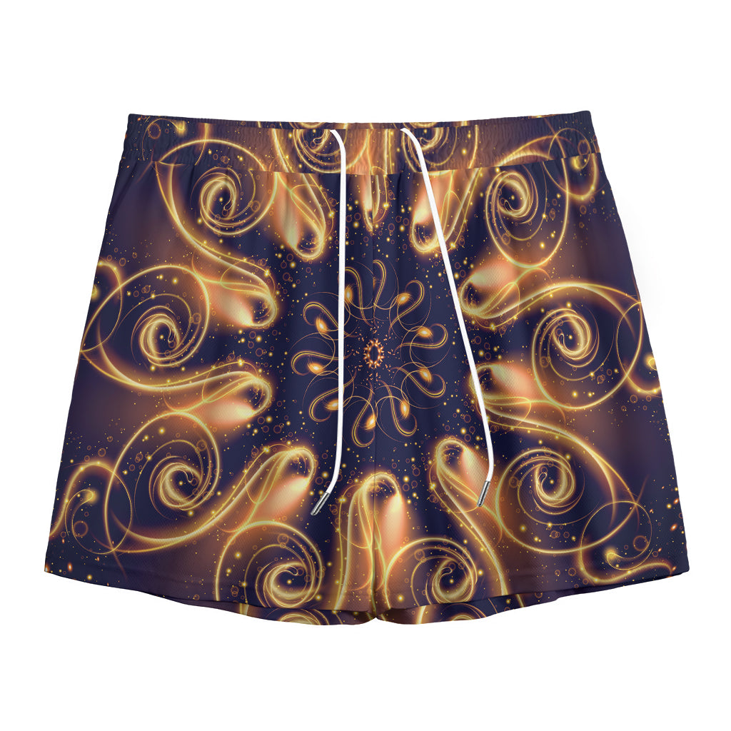 Light Fractal Print Mesh Shorts