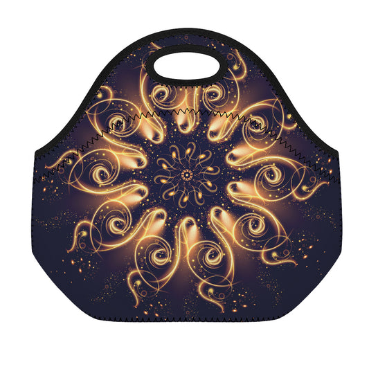 Light Fractal Print Neoprene Lunch Bag