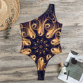 Light Fractal Print One Shoulder Bodysuit