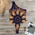 Light Fractal Print One Shoulder Bodysuit