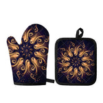 Light Fractal Print Oven Mitt And Pot Holder Set