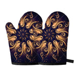 Light Fractal Print Oven Mitts
