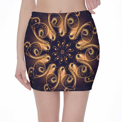 Light Fractal Print Pencil Mini Skirt