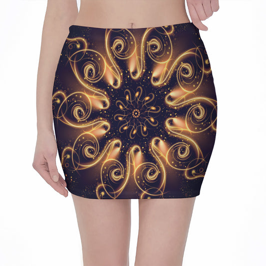 Light Fractal Print Pencil Mini Skirt