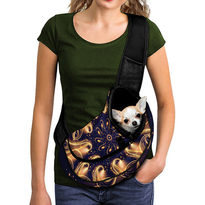 Light Fractal Print Pet Sling Carrier