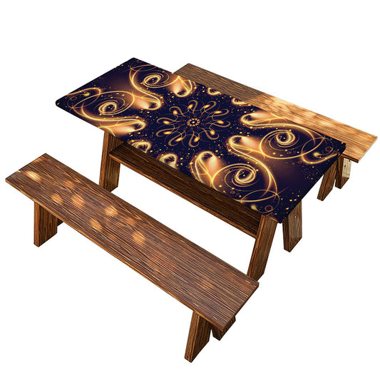 Light Fractal Print Picnic Table Cover