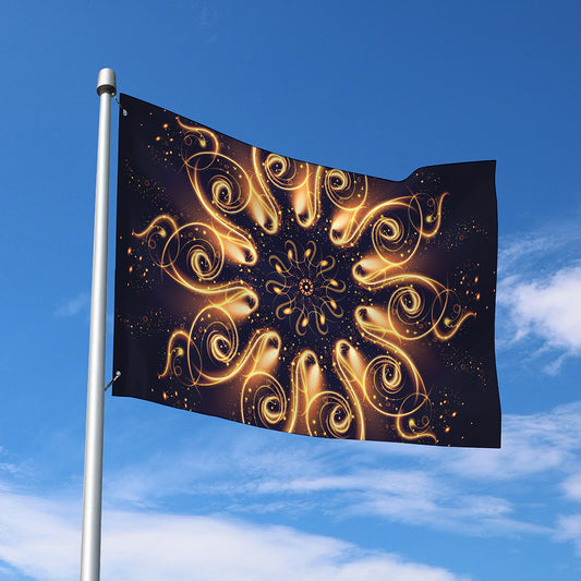 Light Fractal Print Polyester Flag