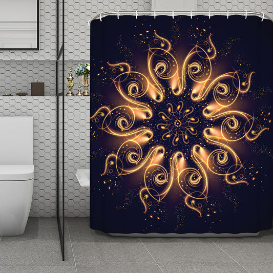 Light Fractal Print Polyester Shower Curtain