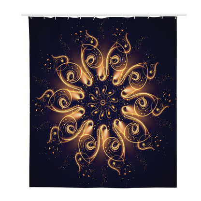 Light Fractal Print Polyester Shower Curtain