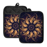 Light Fractal Print Pot Holders With Pocket