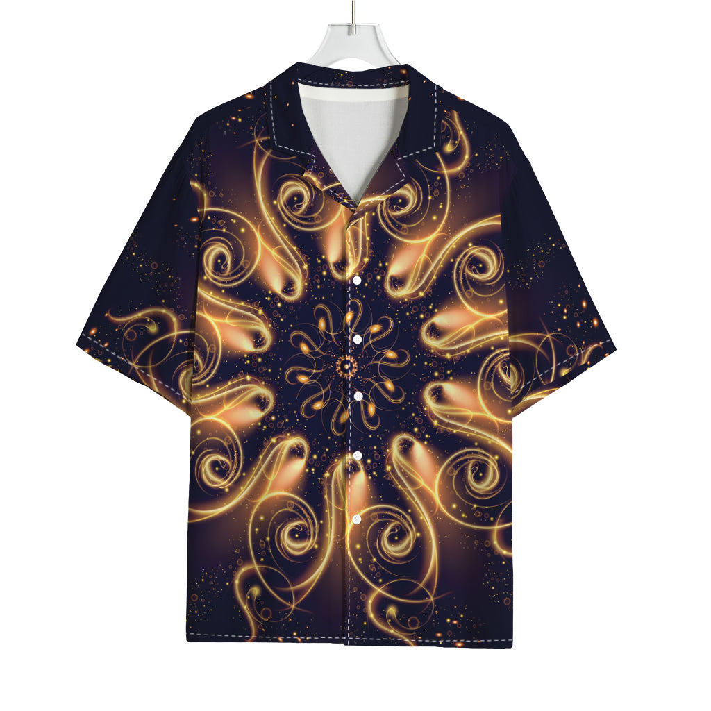Light Fractal Print Rayon Hawaiian Shirt