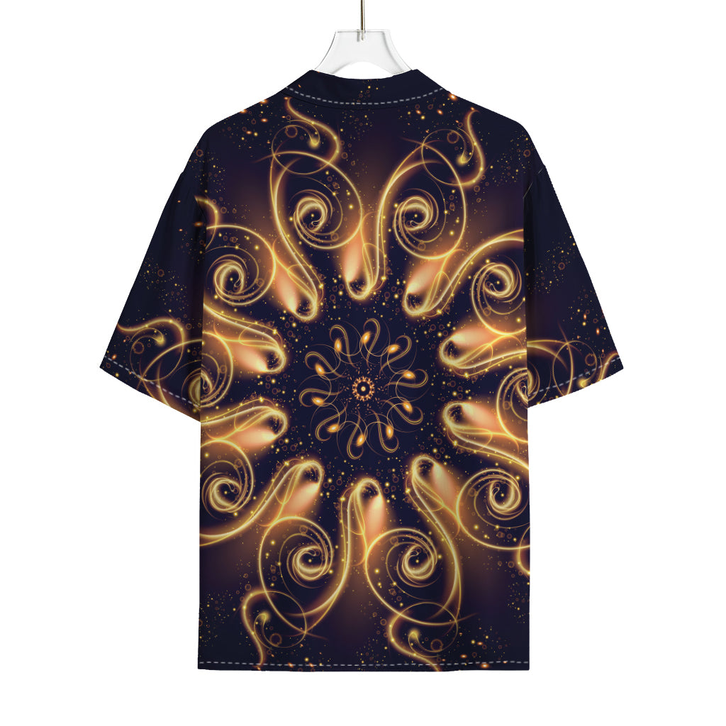 Light Fractal Print Rayon Hawaiian Shirt