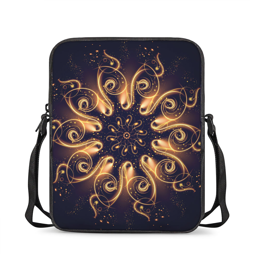 Light Fractal Print Rectangular Crossbody Bag