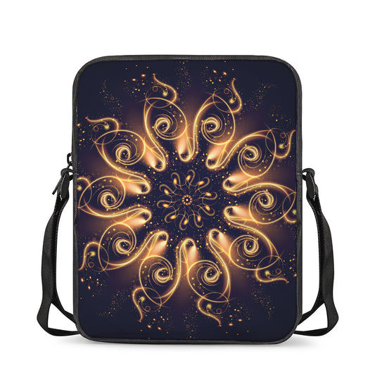 Light Fractal Print Rectangular Crossbody Bag