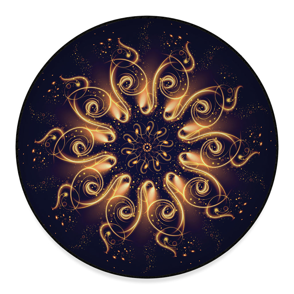 Light Fractal Print Round Floor Mat