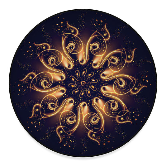 Light Fractal Print Round Floor Mat