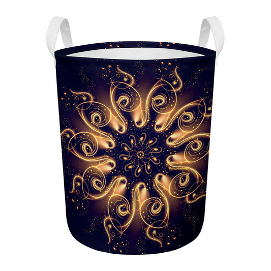 Light Fractal Print Round Laundry Basket