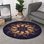 Light Fractal Print Round Rug