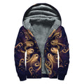 Light Fractal Print Sherpa Lined Zip Up Hoodie