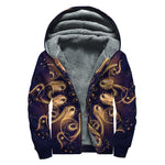 Light Fractal Print Sherpa Lined Zip Up Hoodie