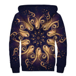 Light Fractal Print Sherpa Lined Zip Up Hoodie