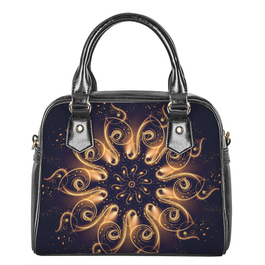 Light Fractal Print Shoulder Handbag