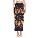 Light Fractal Print Side Slit Maxi Skirt