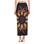 Light Fractal Print Side Slit Maxi Skirt