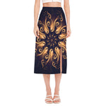 Light Fractal Print Side Slit Midi Skirt
