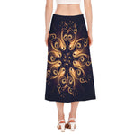 Light Fractal Print Side Slit Midi Skirt