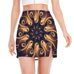Light Fractal Print Side Slit Mini Skirt
